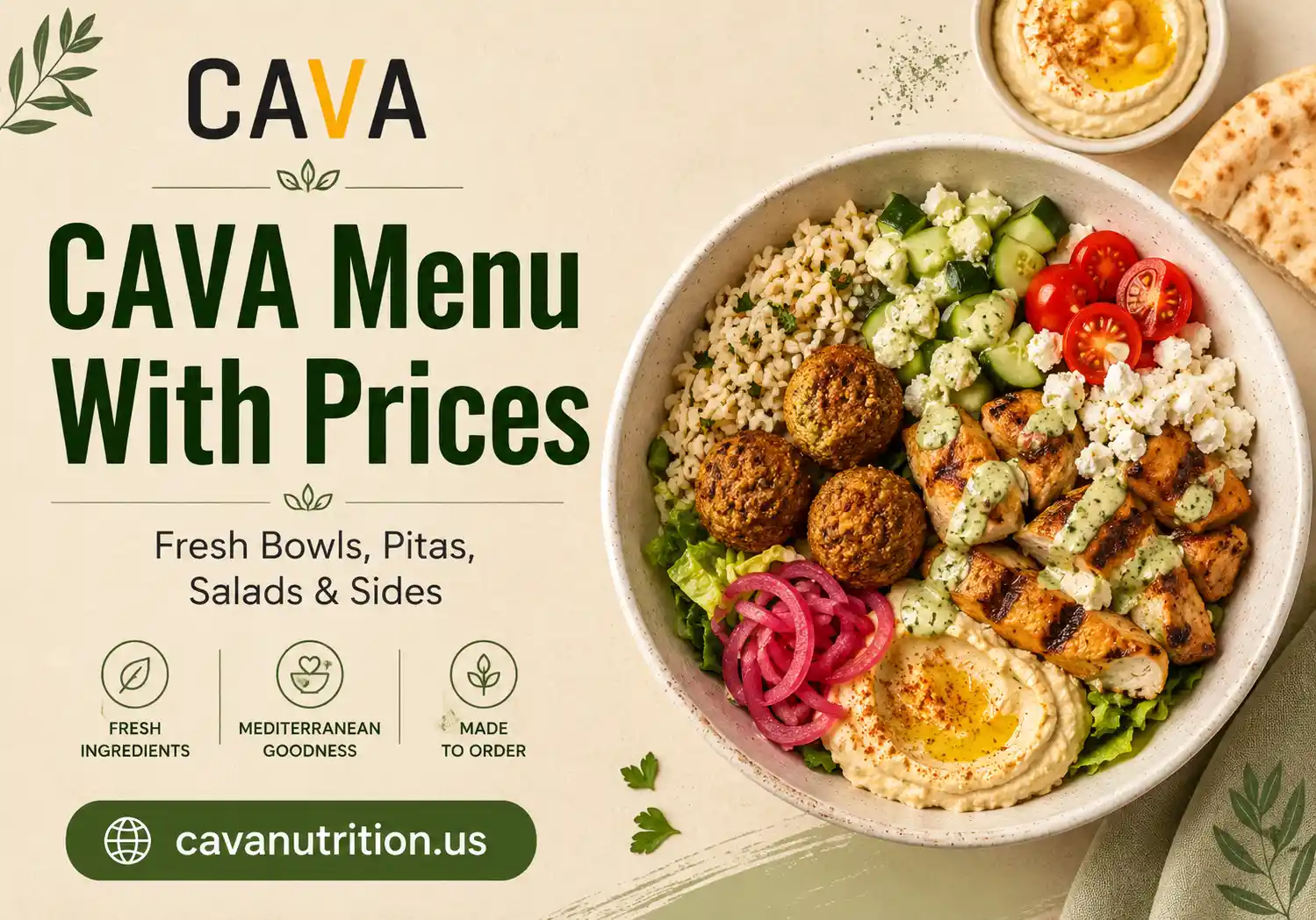 CAVA Menu Prices 2026 - Fresh bowls and pitas guide
